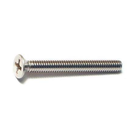 #8-32 x 1-1/2 in Phillips Flat Machine Screw, Plain 18-8 Stainless Steel, 15 PK